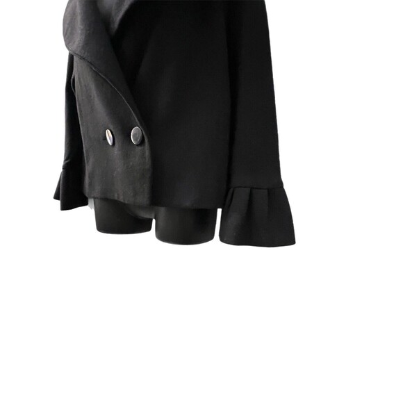 Thalian Xtact Women's Jacket Black Wool Blend Turkey M Bell Sleeves Wide Collar - Picture 5 of 9